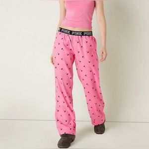 PINK VS Palm Trees Print 🌴 Flannel Pajama Pants Sz:Small-OVERSIZED ..NWOT